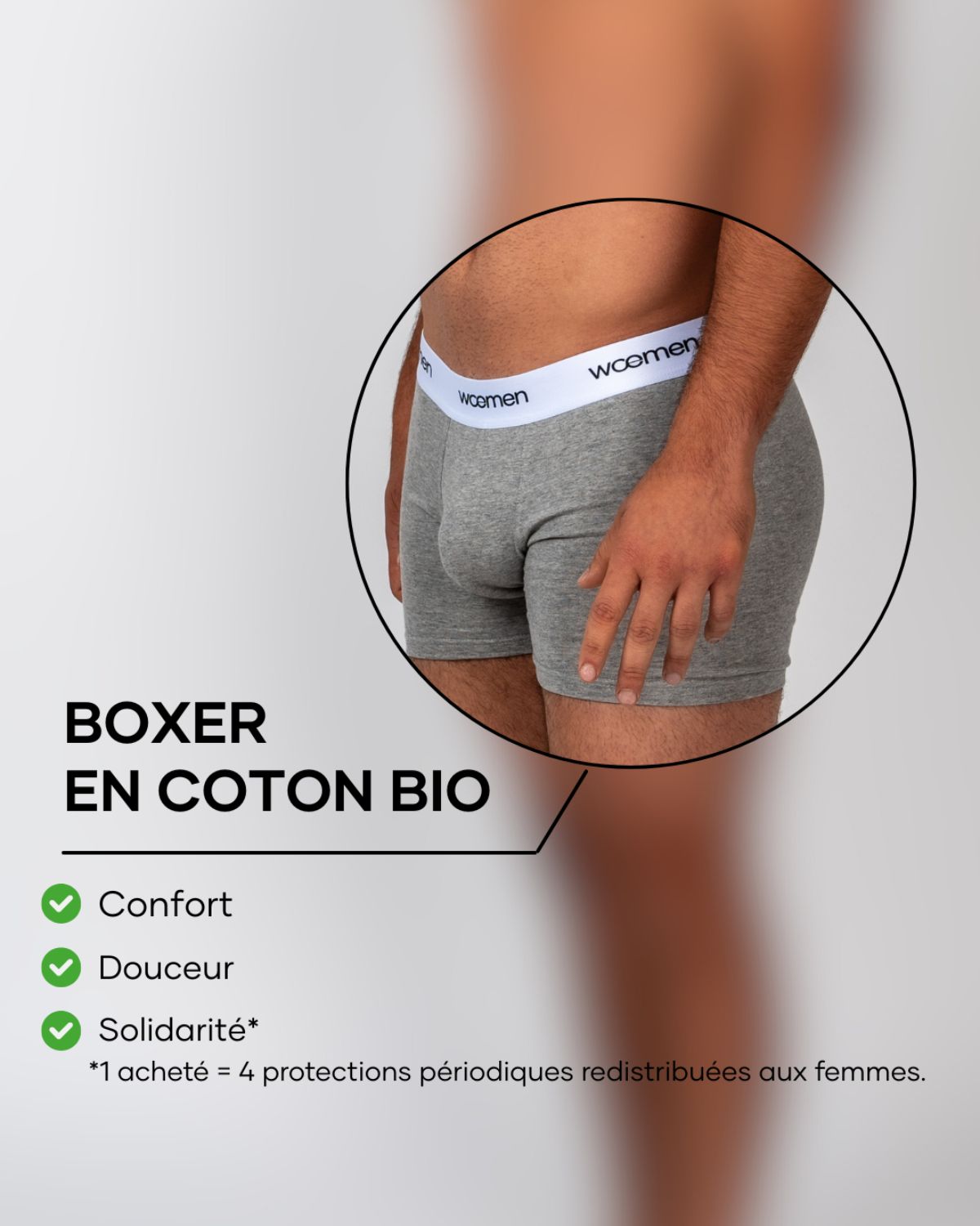 Boxer Gris en Coton Bio - woemen